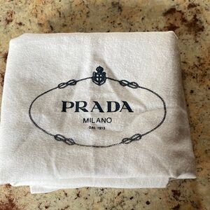 Prada White Logo Drawstring Dust Pouch